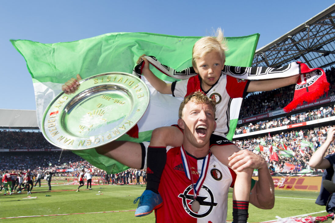 Dirk Kuyt na de titel van Feyenoord in 2017