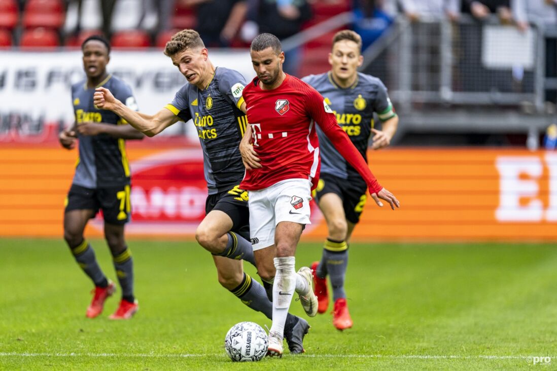 Adam Maher in actie tegen Feyenoord