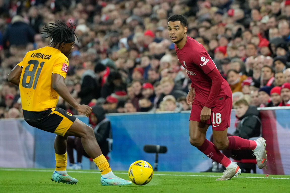 Cody Gakpo tijdens zijn debuut voor Liverpool