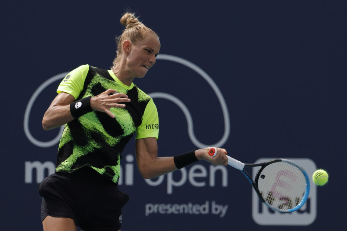 Arantxa Rus tijdens de Miami Open