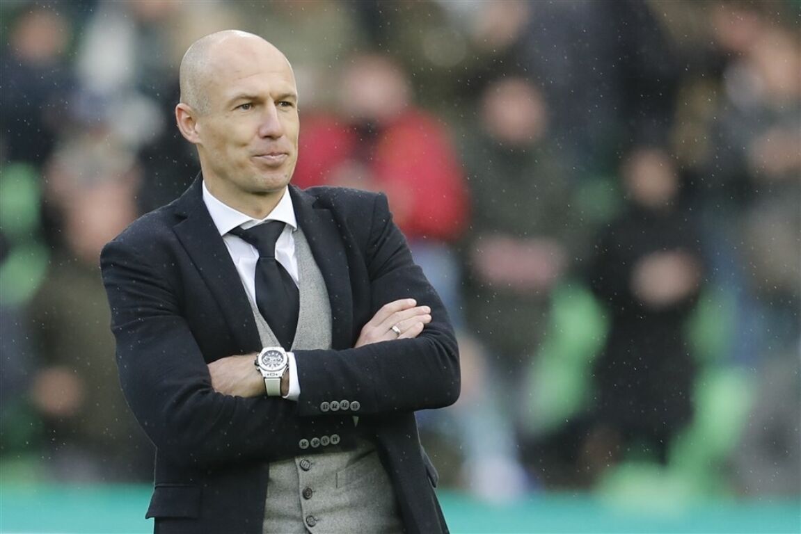 Arjen Robben tijdens zijn afscheid in de Euroborg
