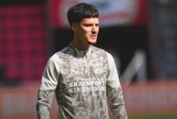 Dennis Man tijdens zijn eerste training bij PSV