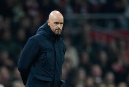 Ajax trainer Erik ten Hag tijdens CL duel met Benfia