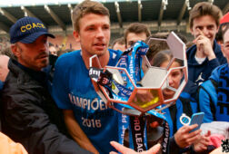 Brandon Mechele viert de landstitel met Club Brugge