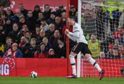 Wout Weghorst na zijn eerste goal voor Manchester United