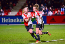 Maxime Bennink juicht na een goal voor Feyenoord