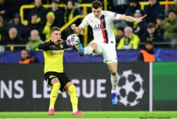 Thomas Meunier namens PSG in actie tegen Borussia Dortmund