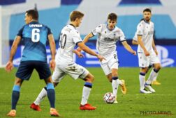 Eduard Sobol namens Club Brugge in actie tegen Zenit