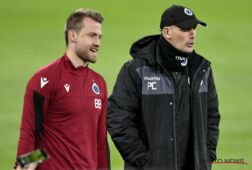 Clement en Mignolet tijdens een training van Club Brugge
