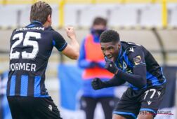 Ruud Vormer en Clinton Mata vieren een treffer tijdens Club Brugge-Standard