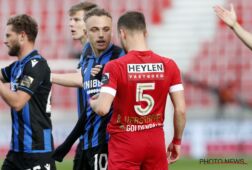 Noa Lang van Club Brugge in actie tegen Antwerp FC