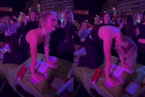 Irene Schouten laat zich eventjes gaan