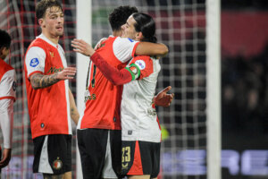 Gonçalo Borges viert een doelpunt van Feyenoord