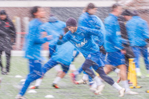 Ricky van Wolfswinkel traint in de sneeuw