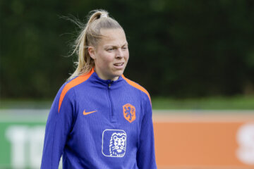 Jill Bayings op de training van de OranjeLeeuwinnen