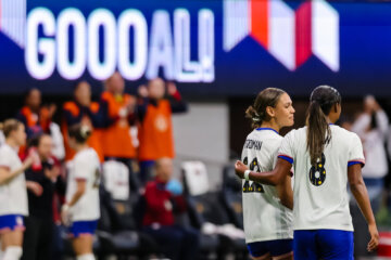 Trinity Rodman en Jaedyn Shaw bij de Verenigde Staten