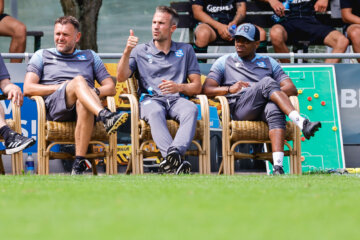 Henk Brugge, Robin van Persie en Brian Pinas bij SC Heerenveen