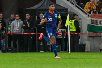 Denzel Dumfries na zijn goal tegen Hongarije
