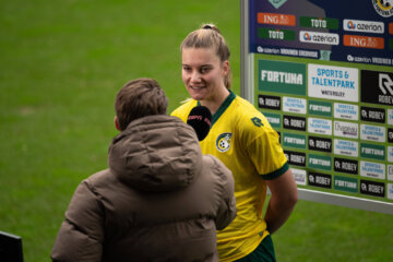 Femke Prins (Fortuna Sittard) staat ESPN te woord