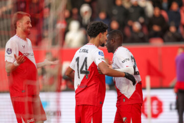 Yoann Cathline, Zidane Iqbal en David Min bij FC Utrecht