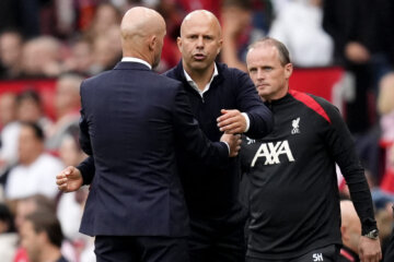 Erik ten Hag en Arne Slot