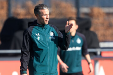 Robin van Persie op de training van Feyenoord