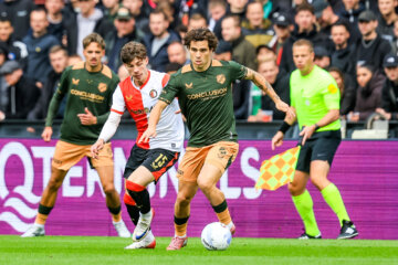 Miguel Rodríguez (FC Utrecht) en Jordan Bos (Feyenoord)