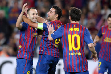 Andrés Iniesta, Xavi en Lionel Messi
