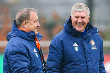 Cor Pot en Dick Advocaat lachen