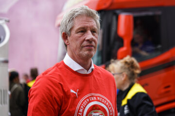 Marcel Brands bij de huldiging van PSV