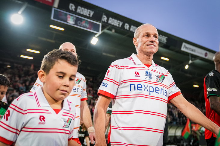 Carlos Aalbers tijdens de jubileumwedstrijd van NEC (125 jaar) in De Goffert