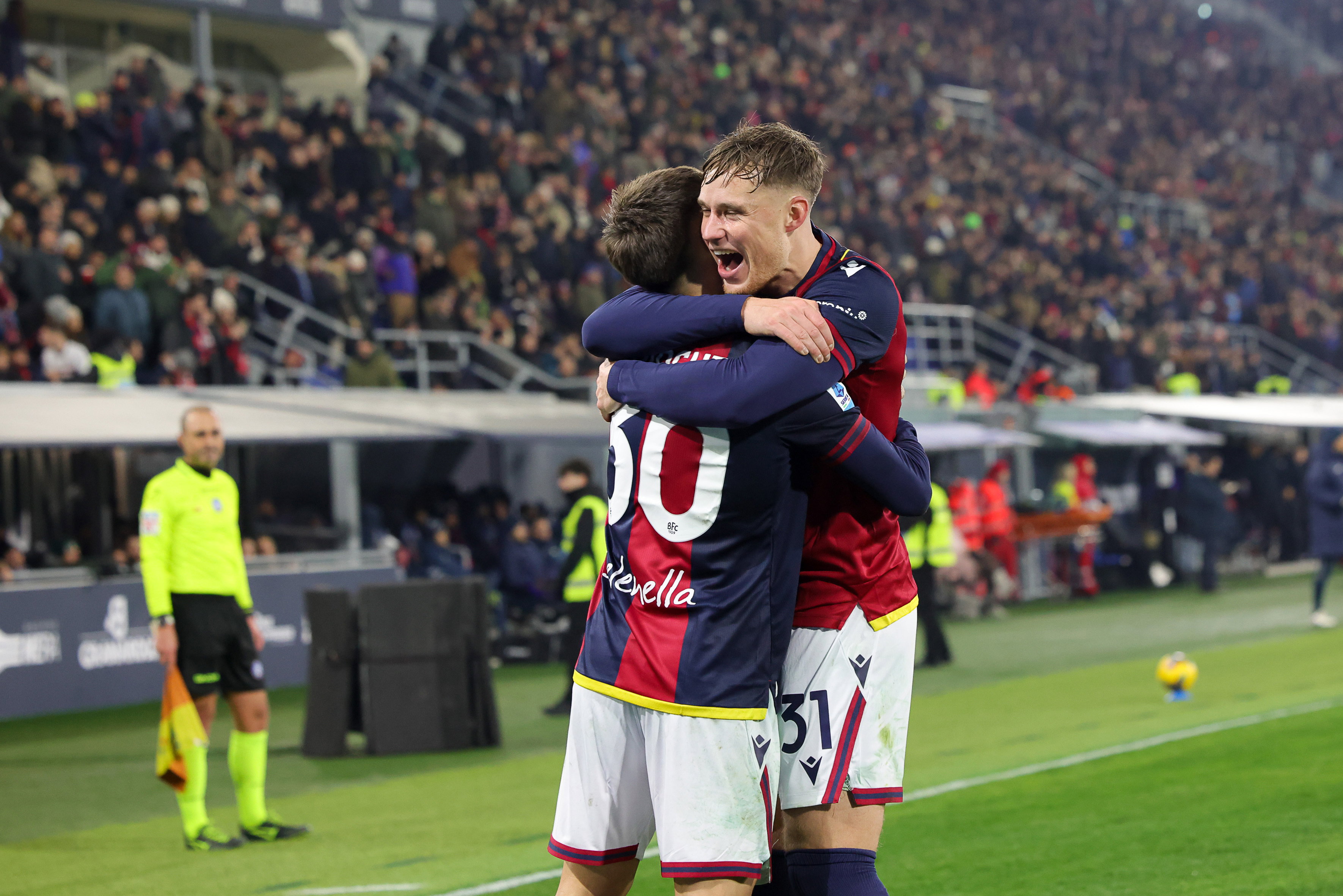 Sam Beukema is blij in Bologna