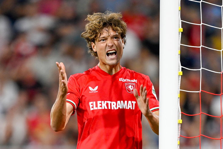 Sam Lammers (FC Twente) in de uitwedstrijd tegen Red Bull Salzburg
