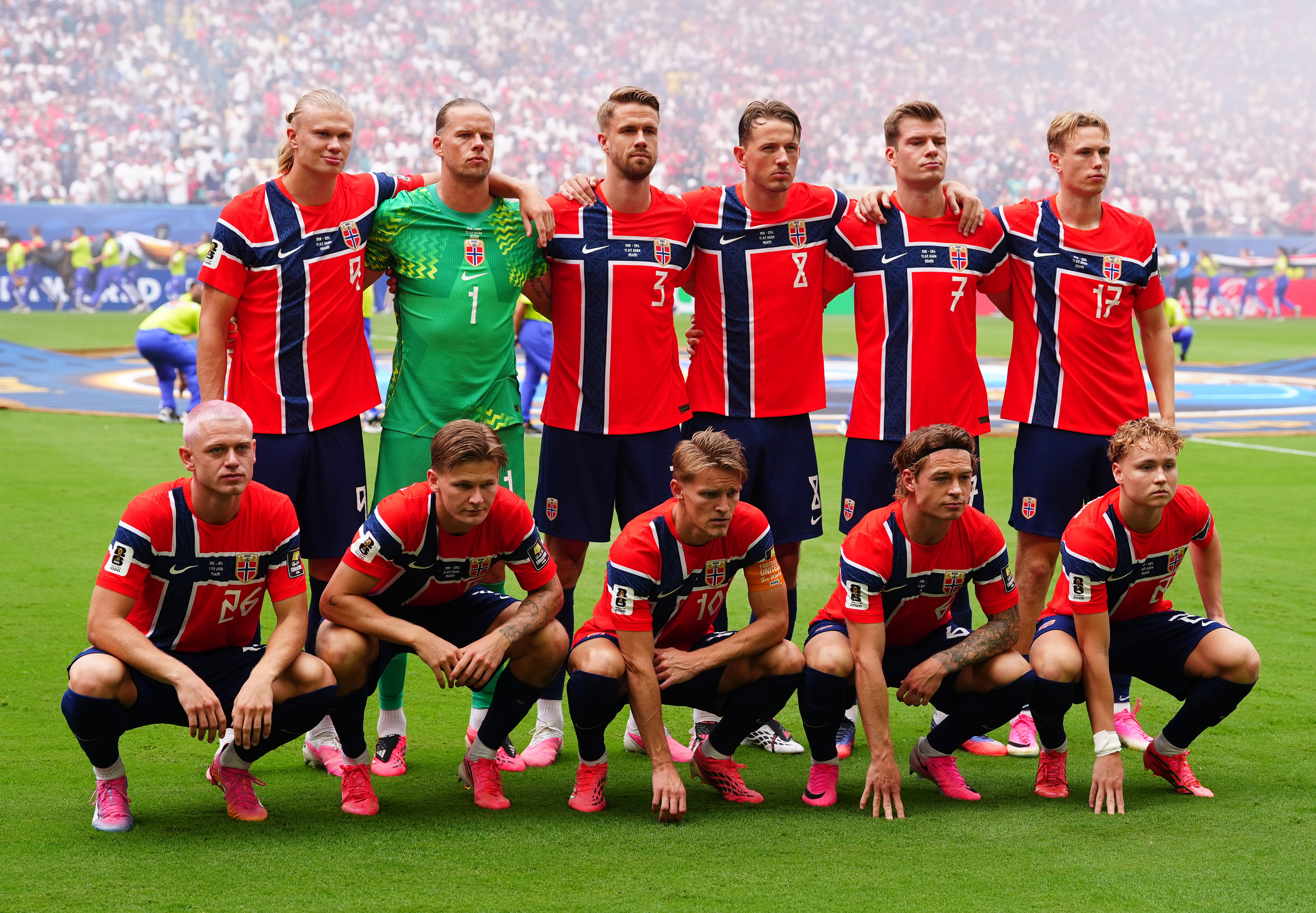 Elftalfoto van Noorwegen voor de wedstrijd tegen Engeland op het WK
