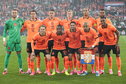 Het Nederlands elftal voor een oefenduel in De Kuip