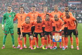 Het Nederlands elftal voor een oefenduel in De Kuip