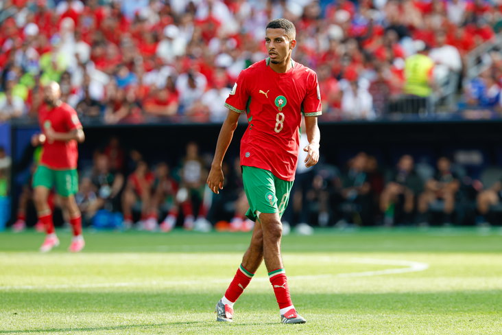 Azzedine Ounahi in actie op het WK met Marokko