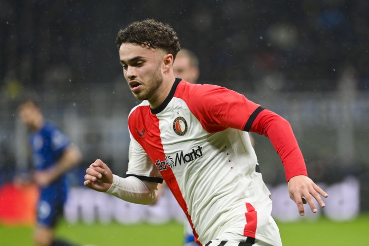 Aymen Sliti bij zijn Feyenoord-debuut in San Siro tegen Inter