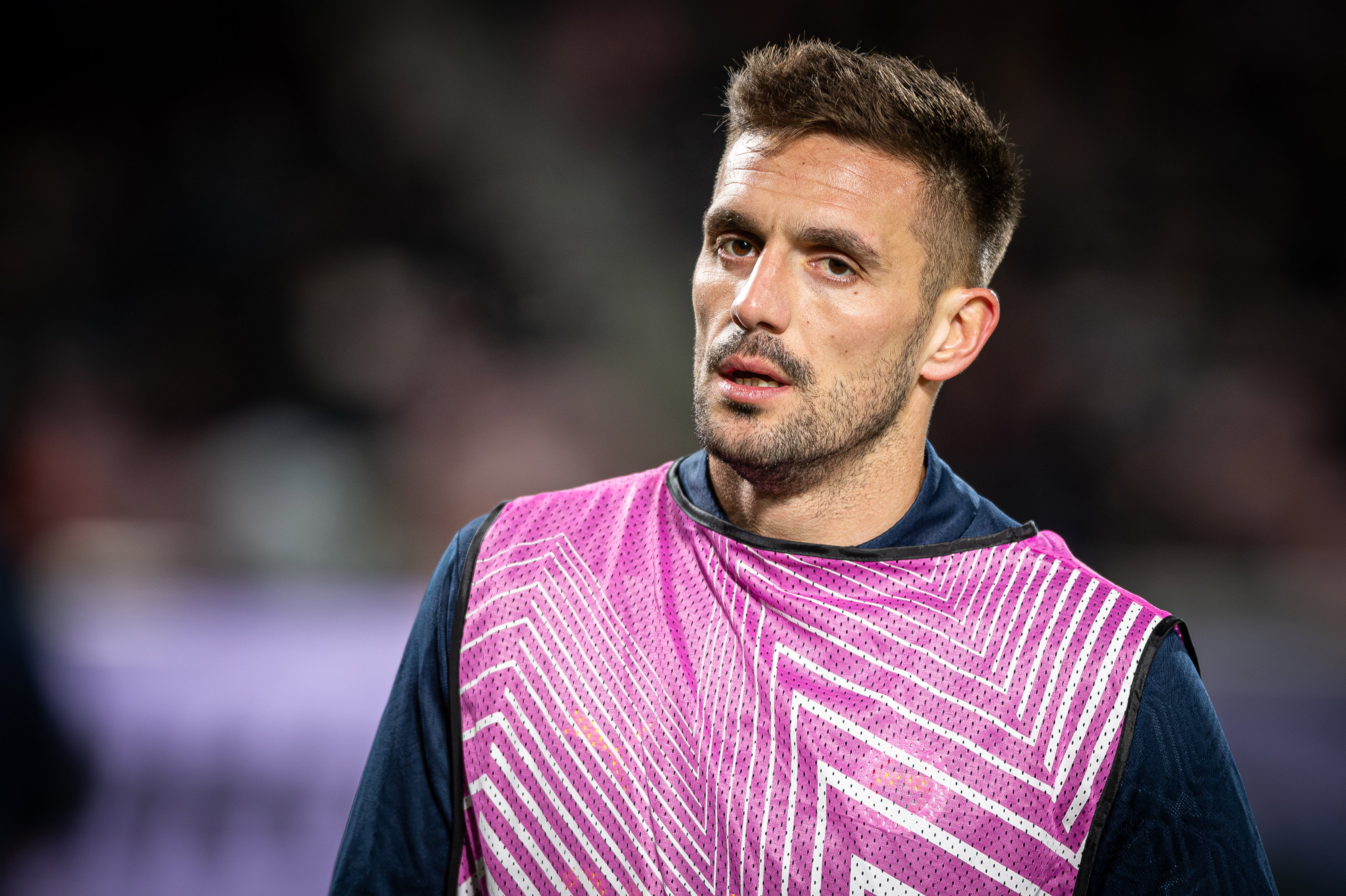 Dusan Tadic tijdens de warming-up