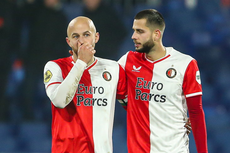 Trauner en Hancko (Feyenoord) in De Kuip